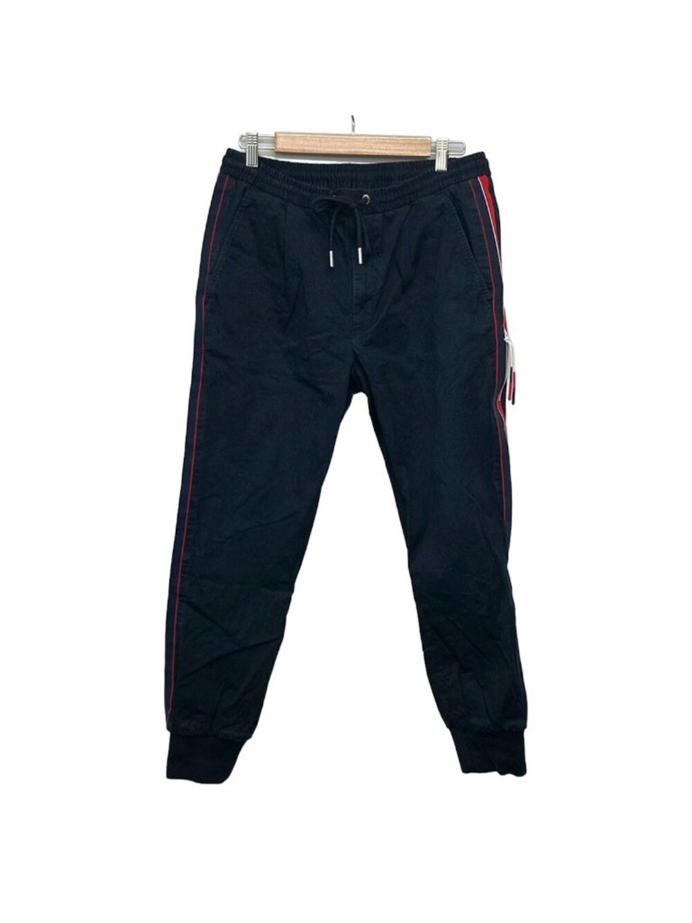 Moncler Pants L Side Retro Tricolor Ribbon Stretch Cotton Tapered Chino 46